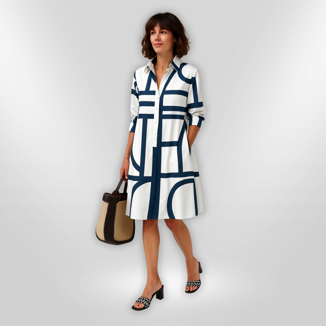 Séverine | Robe chemise fluide imprimé chic
