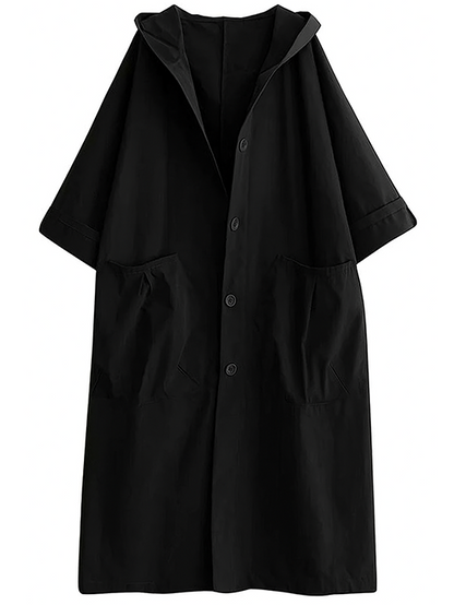 Bénédicte | Manteau long en mélange de coton avec capuche