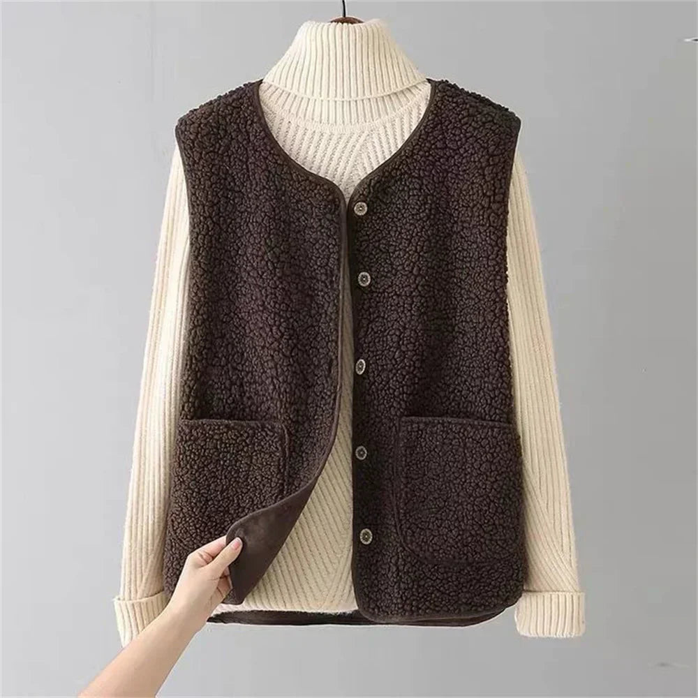 Ambre | Gilet réversible en polaire Teddy