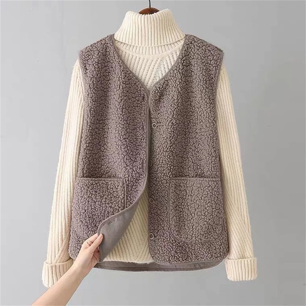 Ambre | Gilet réversible en polaire Teddy