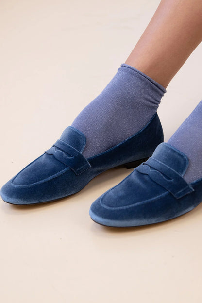 Isolde | Mocassin classique en velours bleu nuit
