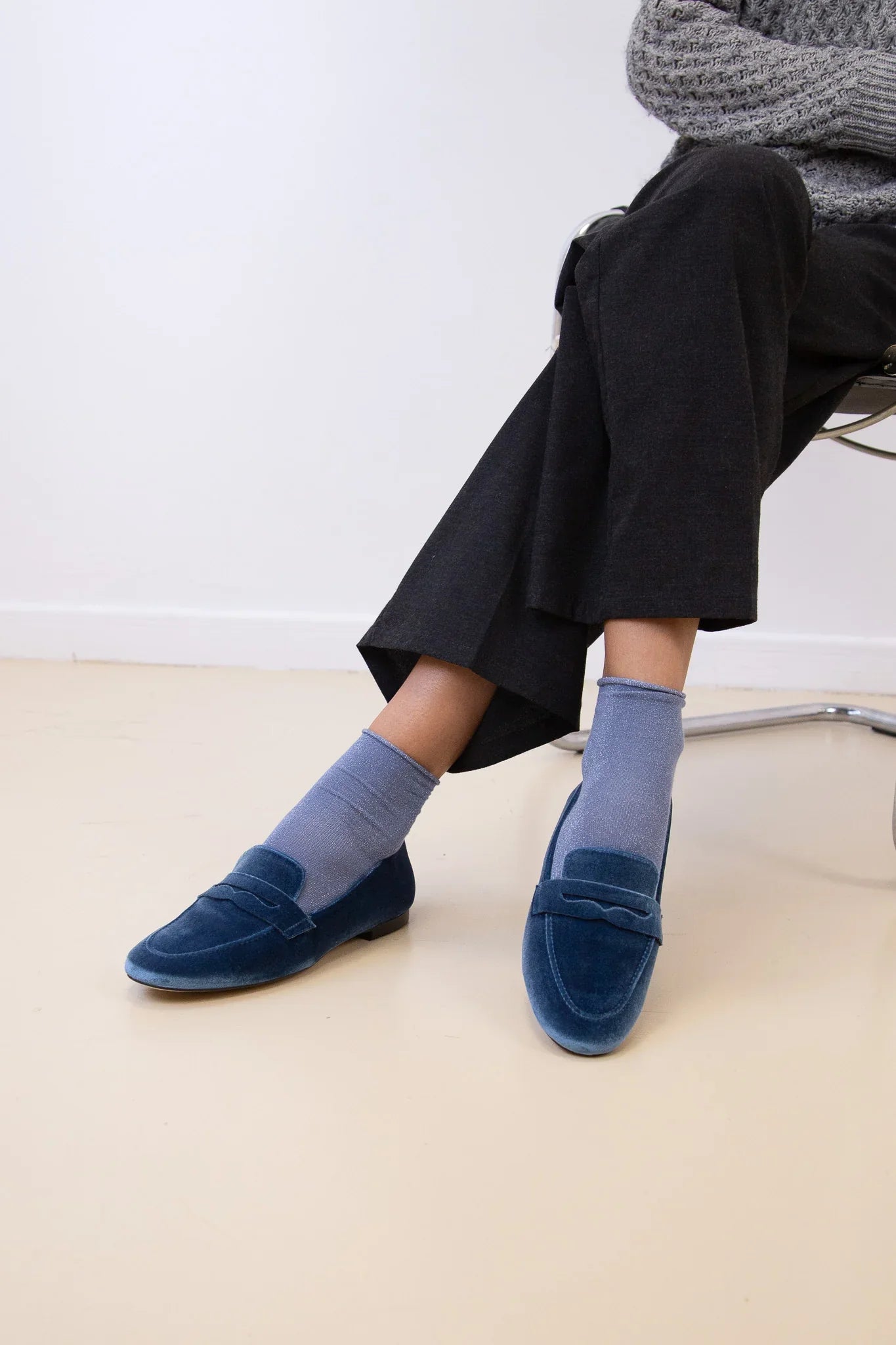 Isolde | Mocassin classique en velours bleu nuit