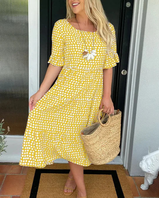 Magali | Robe midi à pois au charme rétro