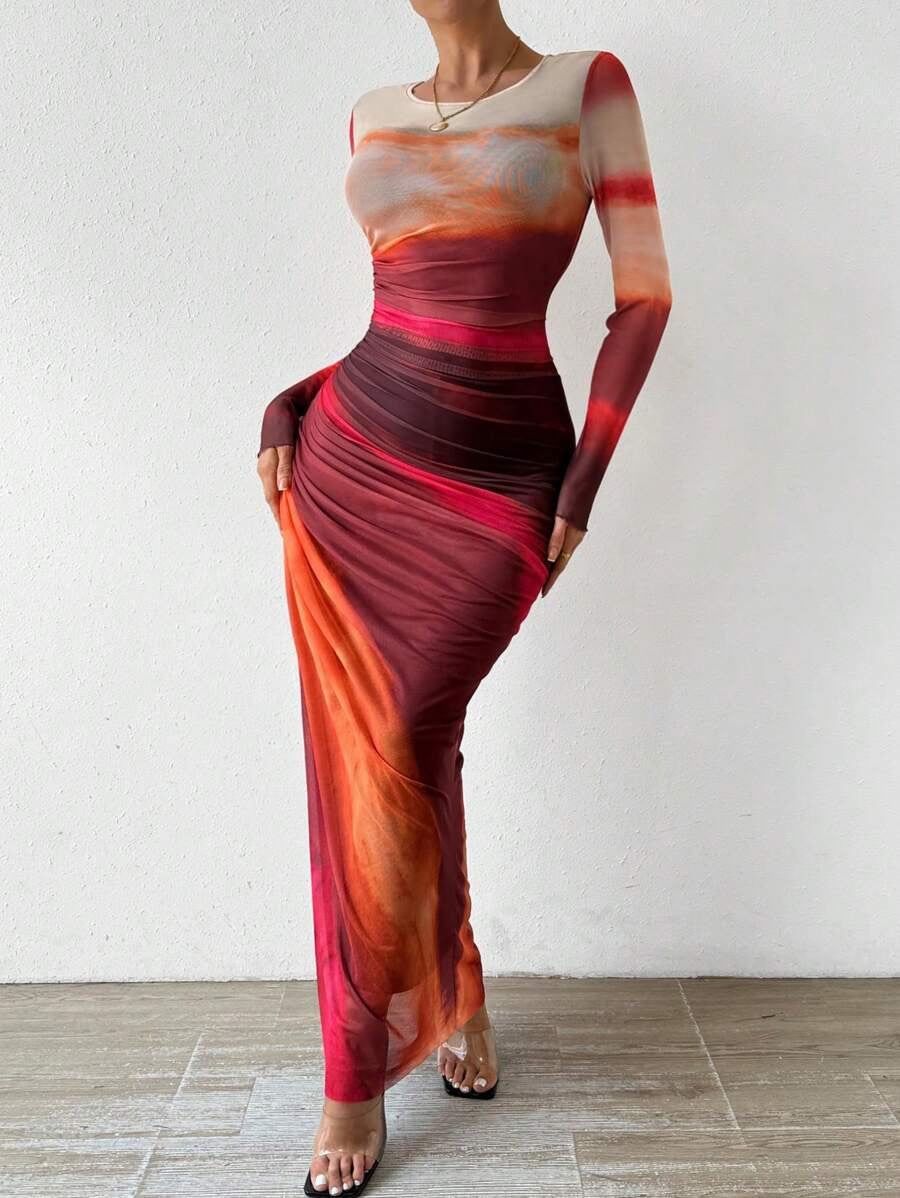Antoinette | Robe fluide à manches longues et imprimé délicat