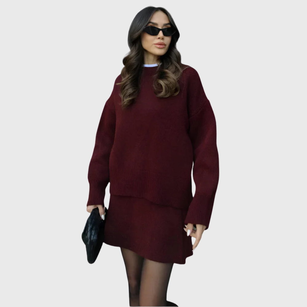 Chantal | Ensemble douillet en maille avec pull et jupe