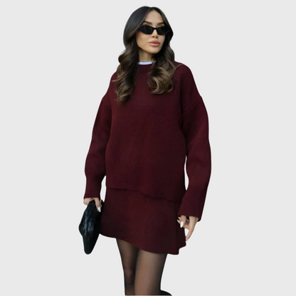 Chantal | Ensemble douillet en maille avec pull et jupe