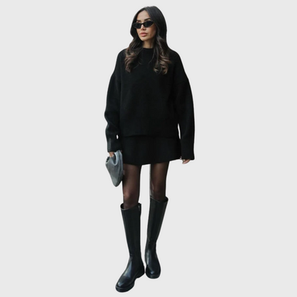 Chantal | Ensemble douillet en maille avec pull et jupe