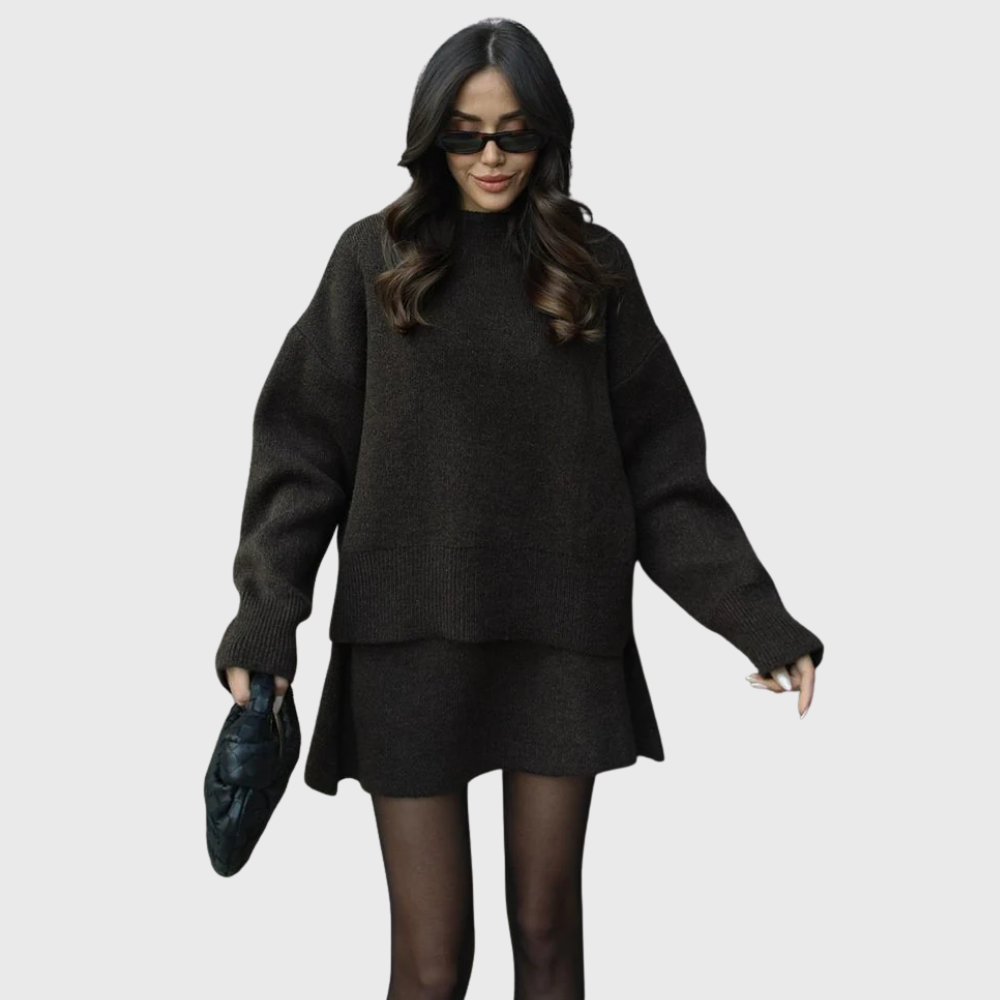 Chantal | Ensemble douillet en maille avec pull et jupe