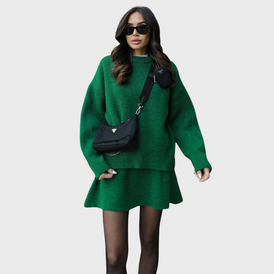 Chantal | Ensemble douillet en maille avec pull et jupe