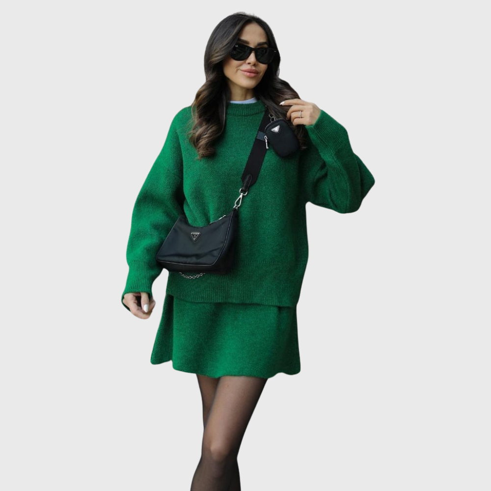 Chantal | Ensemble douillet en maille avec pull et jupe