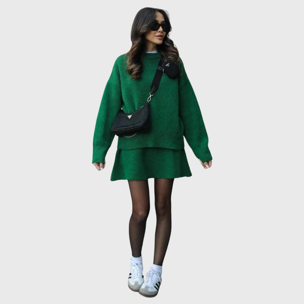 Chantal | Ensemble douillet en maille avec pull et jupe