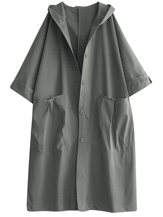 Bénédicte | Manteau long en mélange de coton avec capuche