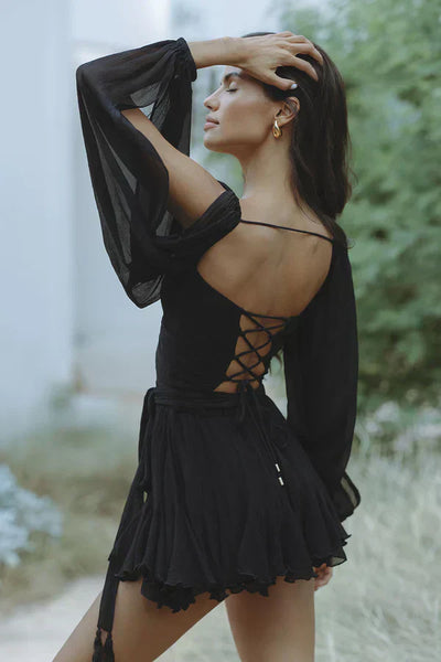 Brigitte | Robe fluide à manches voilées