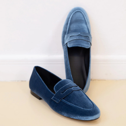 Isolde | Mocassin classique en velours bleu nuit