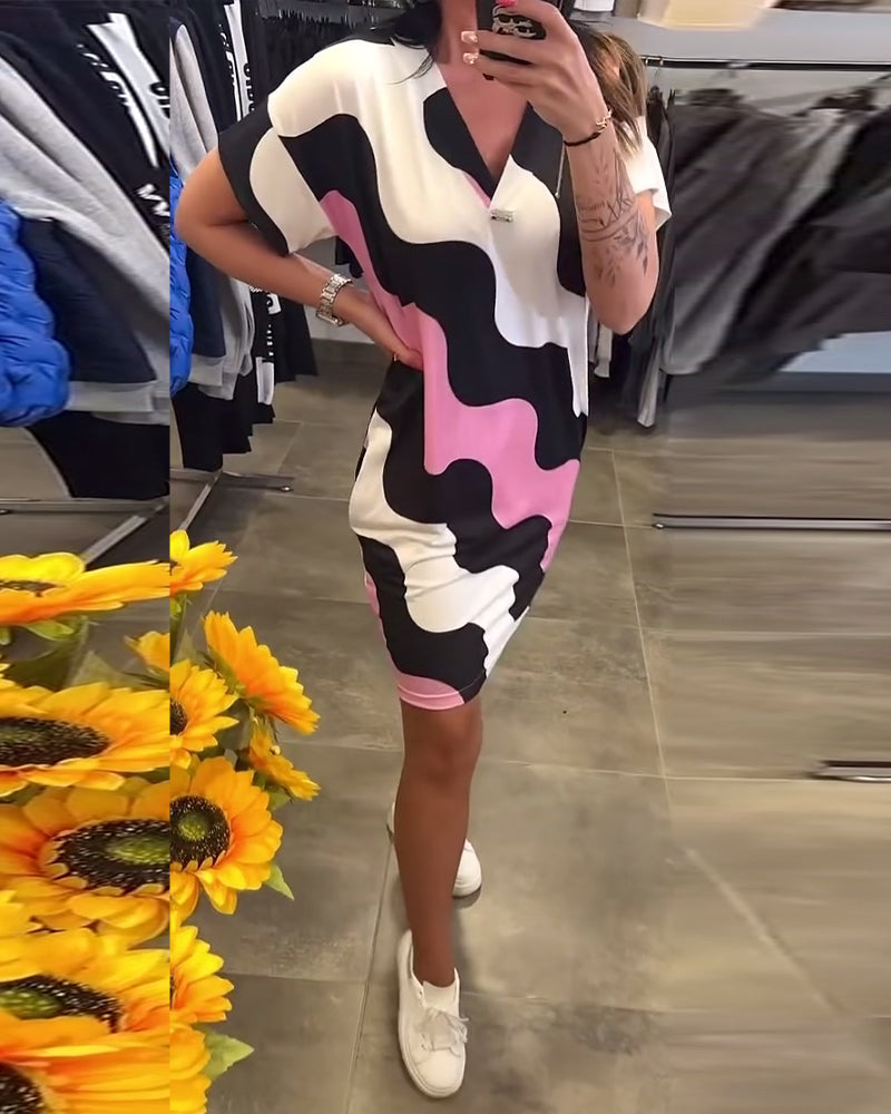 Maëlys | Robe midi imprimée à col en V avec poches