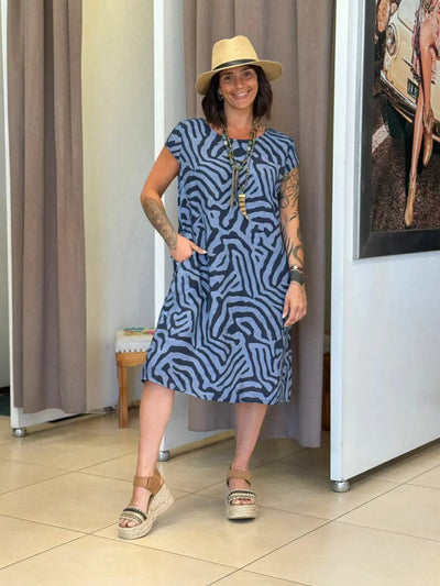 Thérèse | Robe midi à motif géométrique