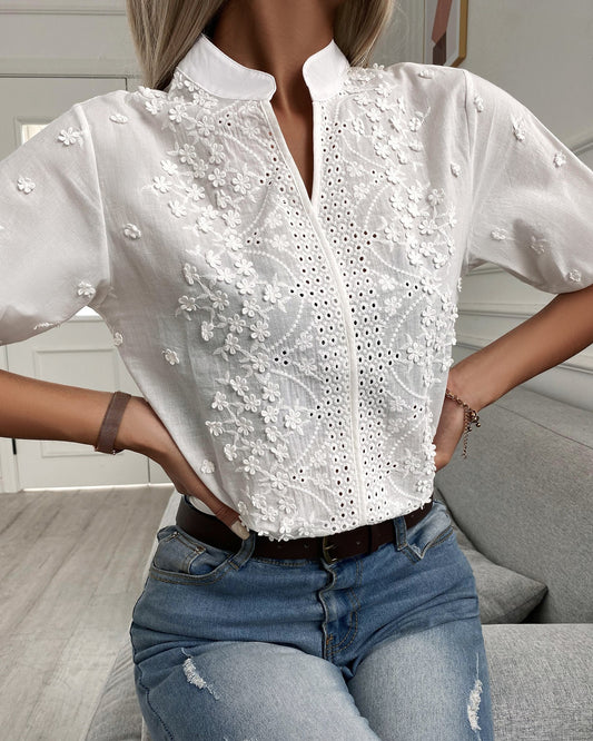 Monique | Blouse en dentelle blanche en coton