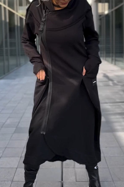 Clémence | Robe Asymétrique à Capuche à Manches Longues