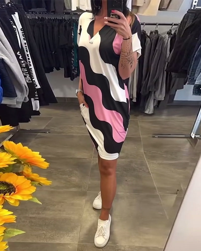 Maëlys | Robe midi imprimée à col en V avec poches