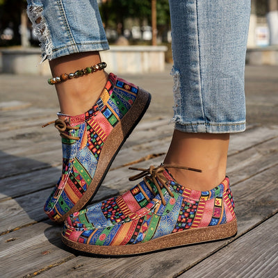 Zoé | Baskets Basses à Lacets avec Motif Ethnique