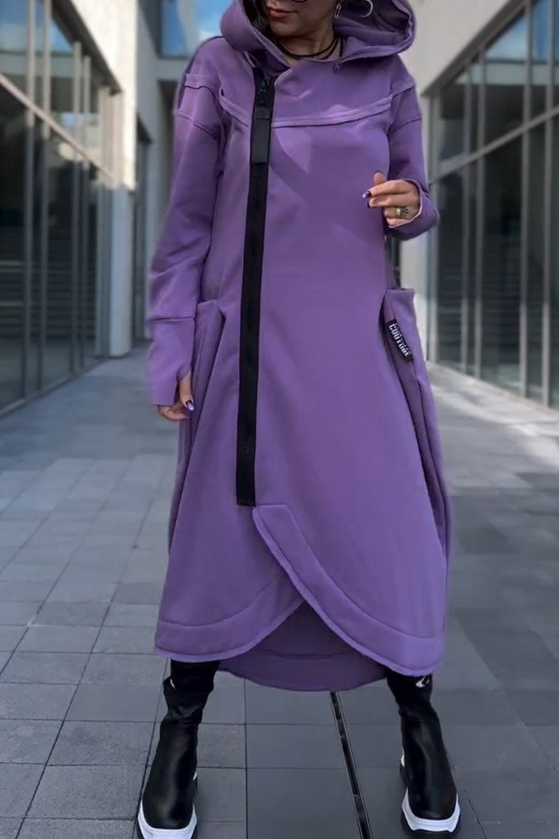 Clémence | Robe Asymétrique à Capuche à Manches Longues