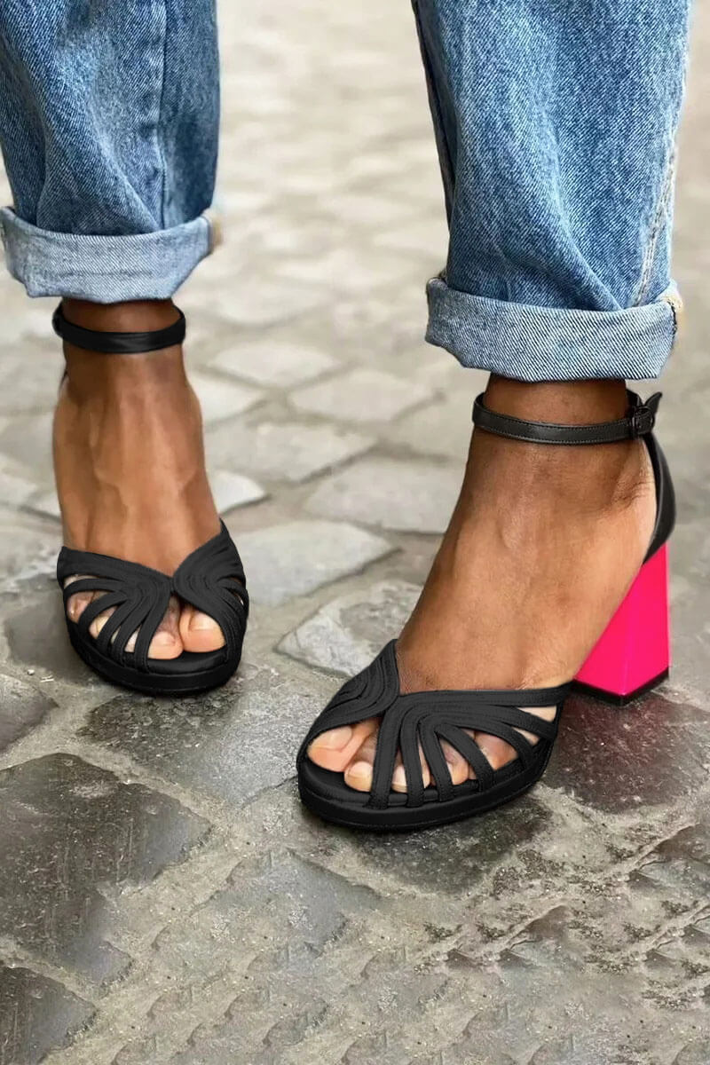 Naïma | Sandales Métalliques à Talon Bloc Audacieux