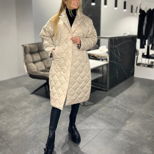 Bérénice | Manteau Matelassé Réversible avec Doublure Léopard