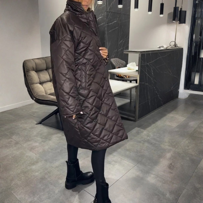 Bérénice | Manteau Matelassé Réversible avec Doublure Léopard