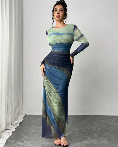 Antoinette | Robe fluide à manches longues et imprimé délicat