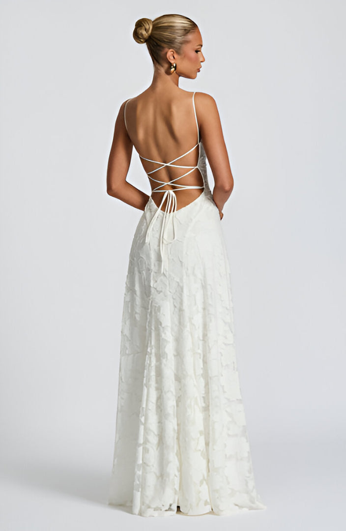 Valentine | Robe maxi à corset en dentelle