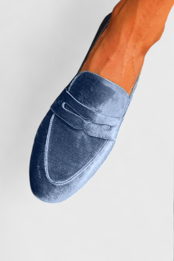 Isolde | Mocassin classique en velours bleu nuit