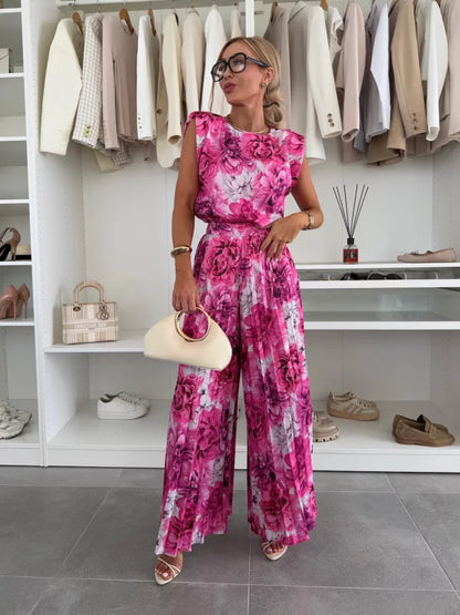 Axelle | Ensemble Minimaliste : Haut Sans Manches et Pantalon Plissé