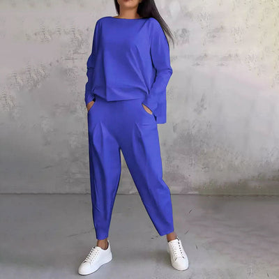 Léa | Ensemble deux-pièces avec haut à manches longues et pantalon ample