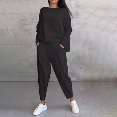 Léa | Ensemble deux-pièces avec haut à manches longues et pantalon ample