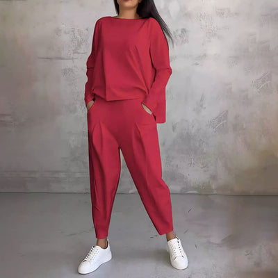 Léa | Ensemble deux-pièces avec haut à manches longues et pantalon ample