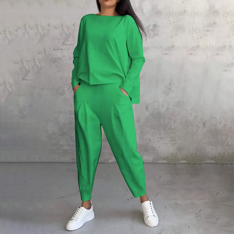 Léa | Ensemble deux-pièces avec haut à manches longues et pantalon ample
